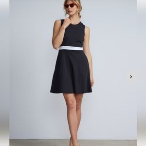 New NY & Co Black & White Career Work Casual Button Back Sleeveless Dress